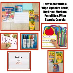 Lakeshore Write & Wipe Alphabet Cards, Dry Erase Markers, Wipe Board & Crayola